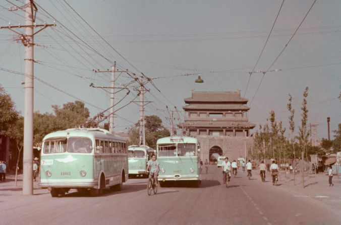 The road leading to one of the Forbidden City's gates, circa 1950.  