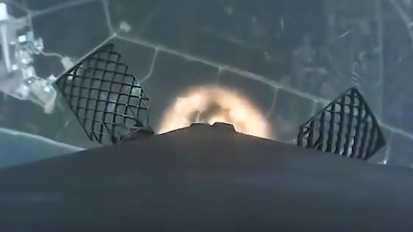 SpaceX launched its Falcon 9 rocket into polar orbit from the East Coast for the first time. Soaring at speeds of over 3,700 mph, the camera strapped to the side of the rocket gives an impressive perspective.