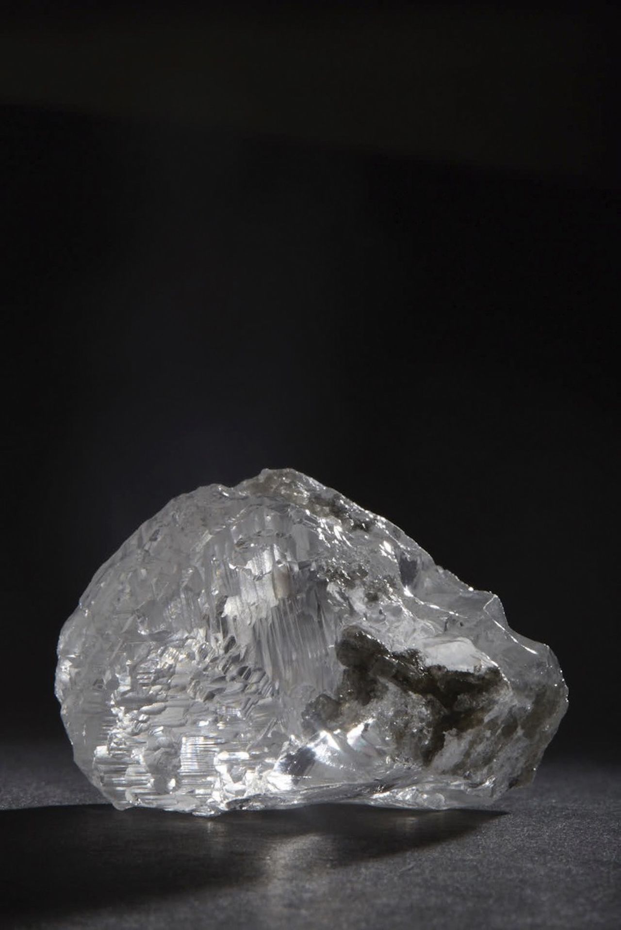 The stone was from a larger, 271-carat rough diamond discovered at the Victor Mine in Ontario, Canada.