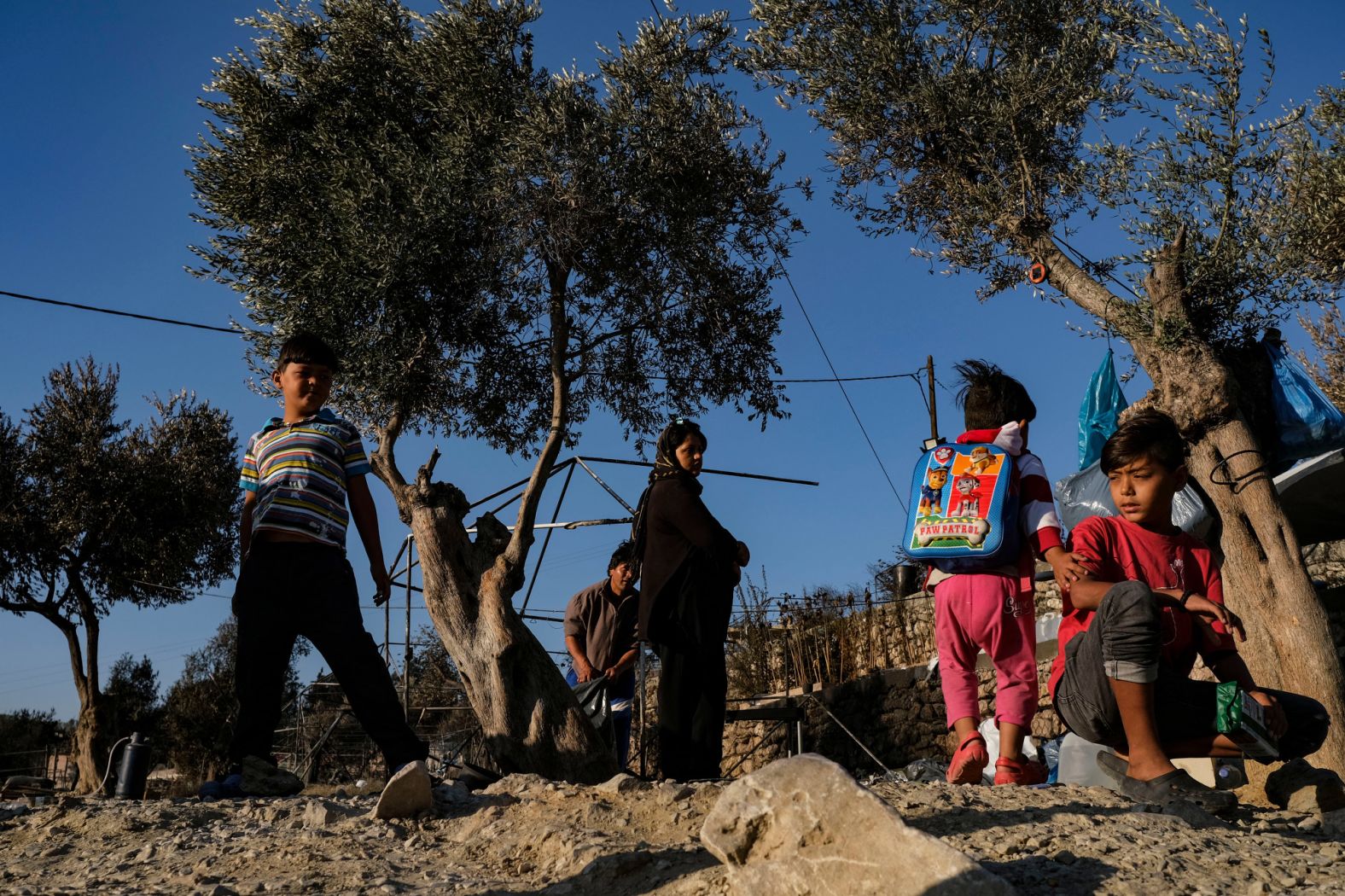 This Afghan migrant family was among those left homeless by the Moria fires.