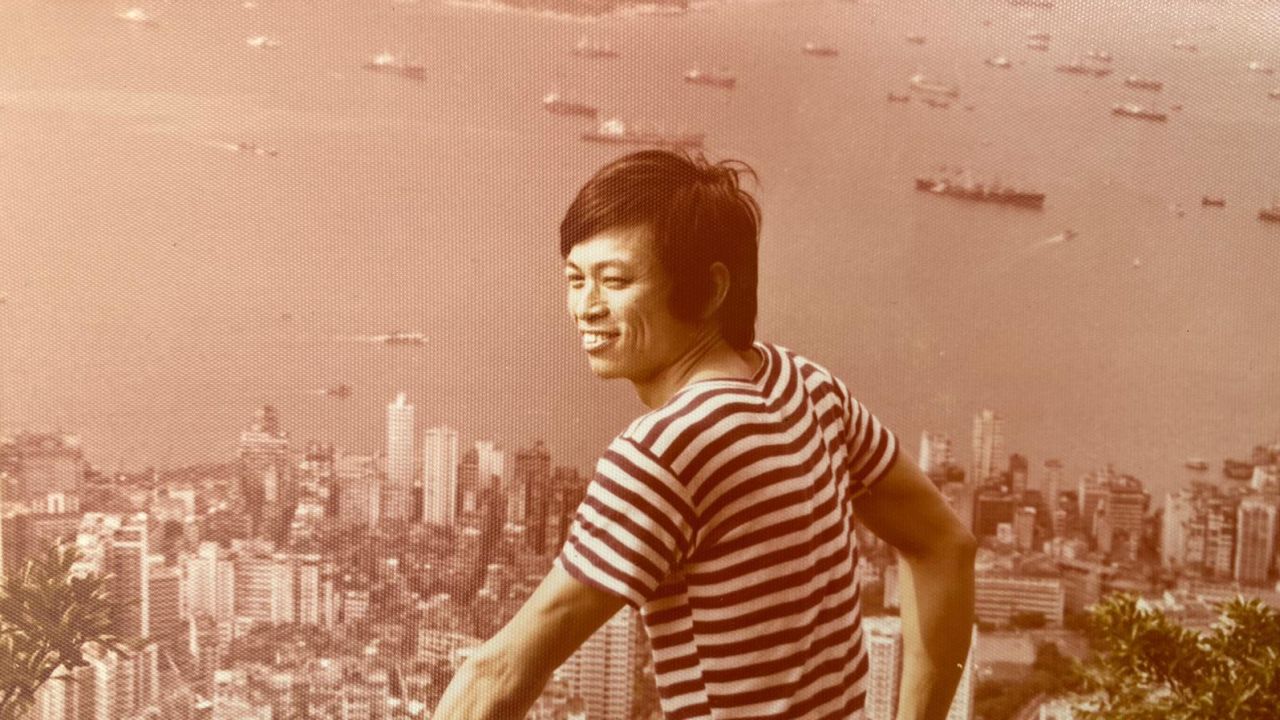 Ha Sze-yuen seen in 1975 above Hong Kong's Victoria Harbor, shortly after he escaped to the city from mainland China.