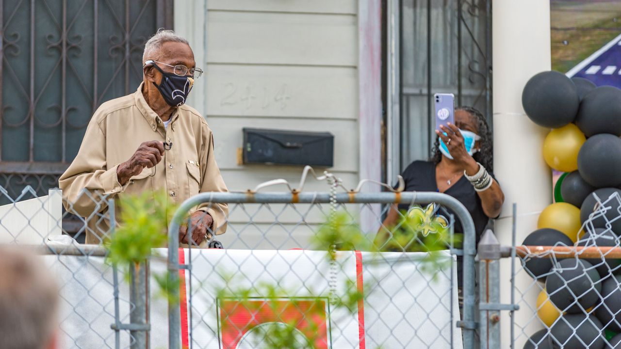 Lawrence Brooks looks out from his front porch.