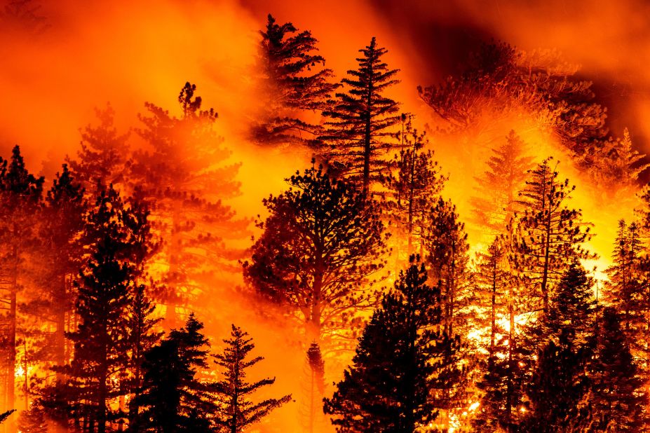 The Bobcat Fire burns in Angeles National Forest, north of Monrovia, California, on September 11, 2020.