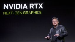 Jen-Hsun Huang, president and chief executive officer of Nvidia Corp., speaks during the company's event at the 2019 Consumer Electronics Show (CES) in Las Vegas, Nevada, U.S., on Sunday, Jan. 6, 2019. Photographer: David Paul Morris/Bloomberg via Getty Images