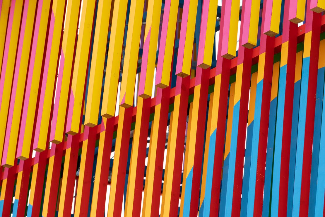 A close-up view of the pavilion Ilori designed at the Dulwich Picture Gallery in London