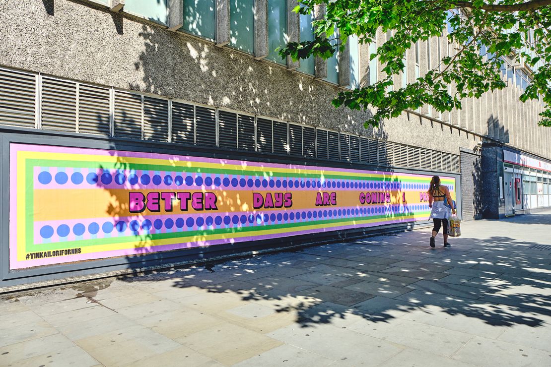 A mural by Yinka Ilori in Blackfriars, London, inspired by NHS workers
