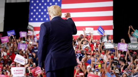 President Donald Trump arrives to speak at a rally at Xtreme Manufacturing, Sunday, Sept. 13, 2020, in Henderson, Nevada.