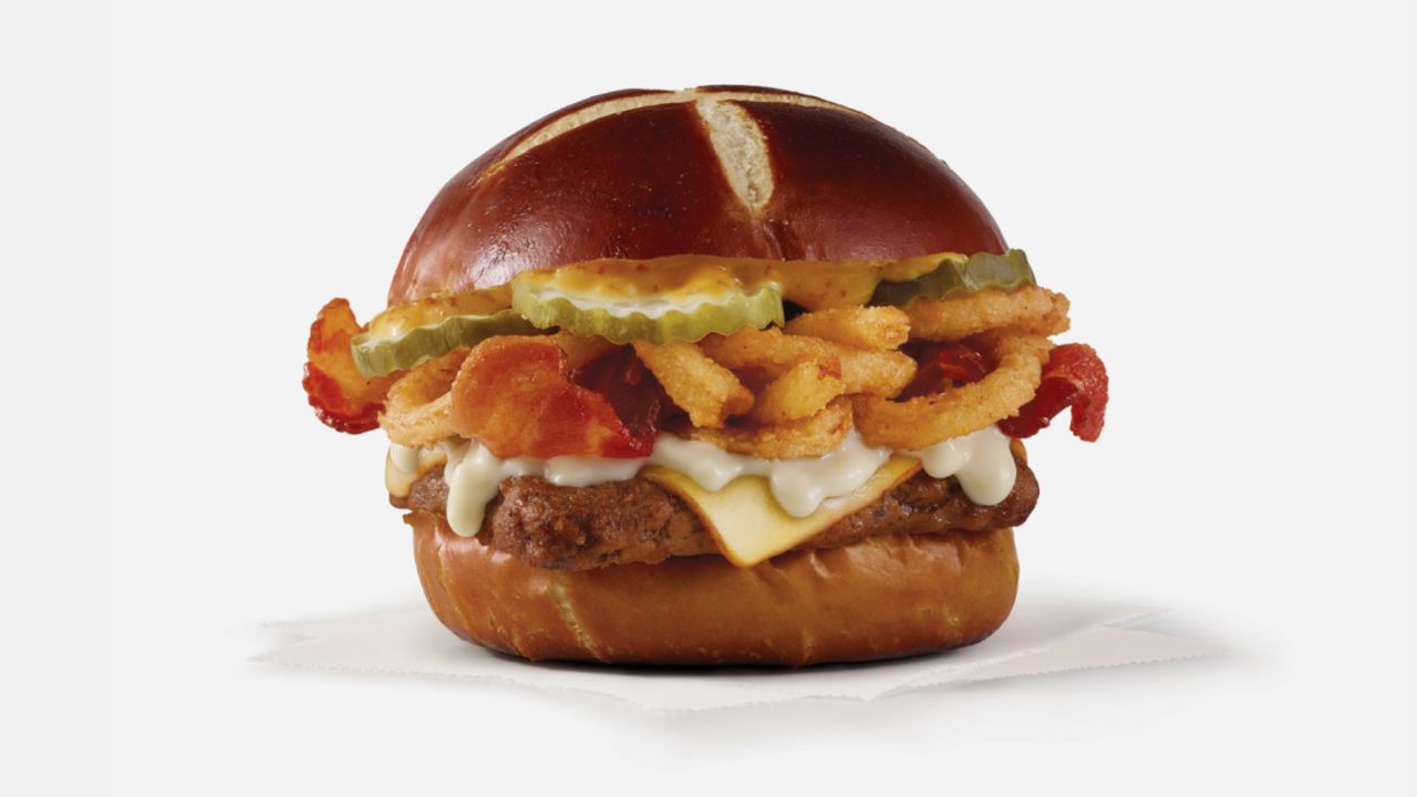 Wendy's new Pretzel Bacon Pub Cheeseburger is now available. 