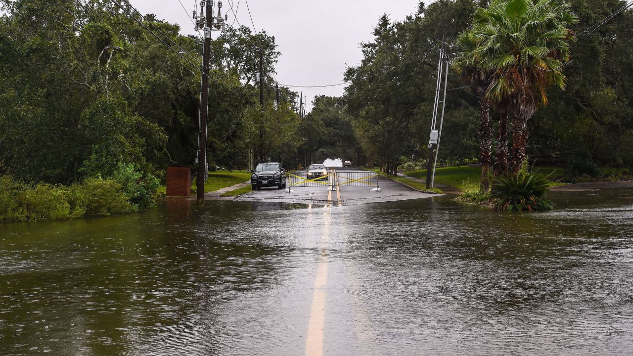 Water was already flooding roads in Pascagoula, Mississippi on Tuesday.