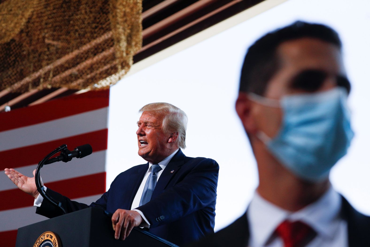 Trump speaks at Yuma International Airport on August 18.