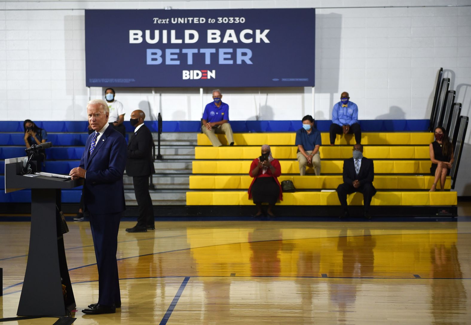 Biden speaks July 28 at the William "Hicks" Anderson Community Center in Wilmington, Delaware.