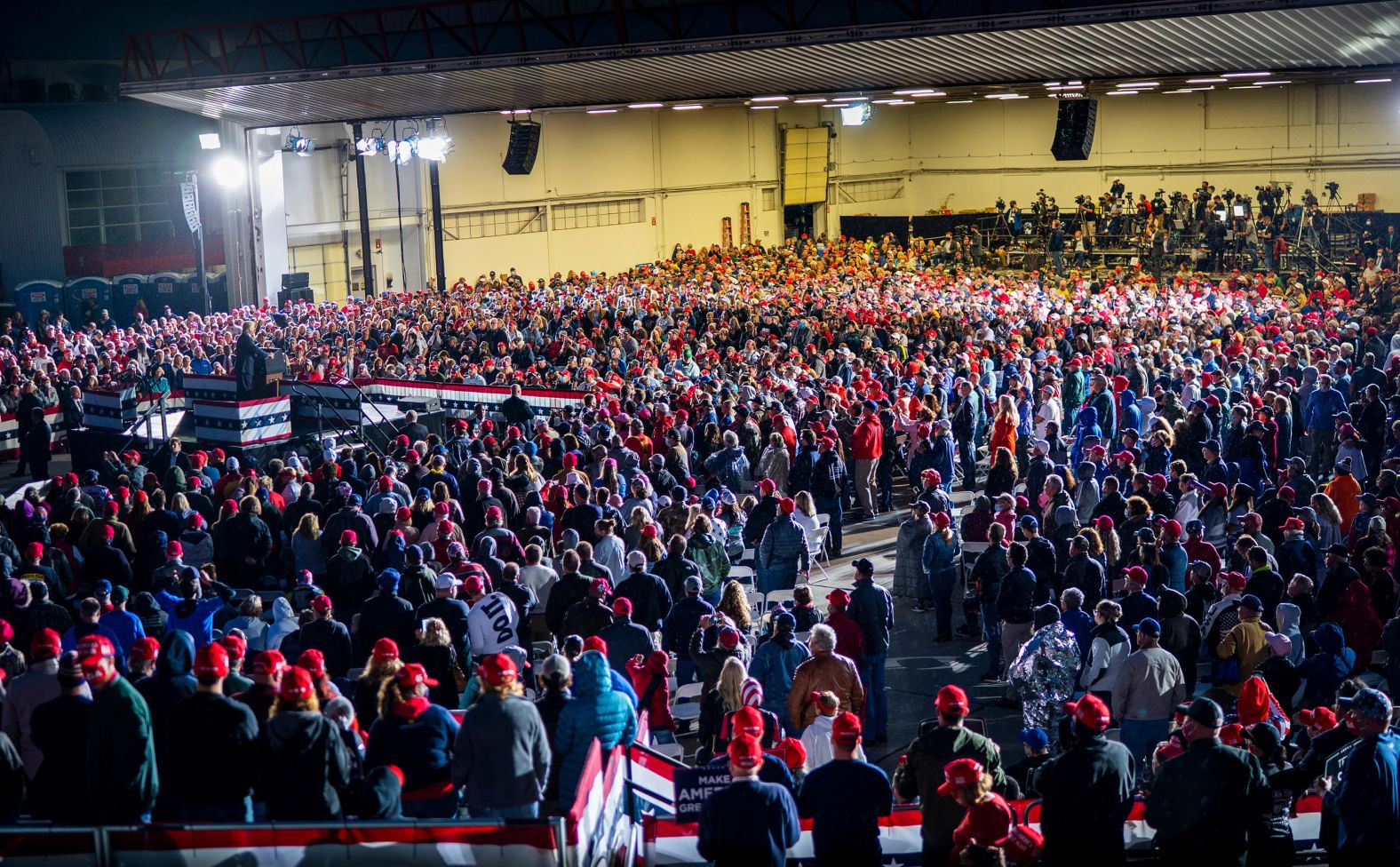 Trump speaks at his airport rally in Freeland.