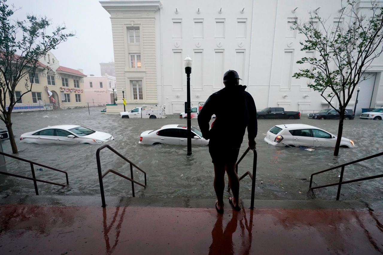 A Pensacola street is flooded on September 16.