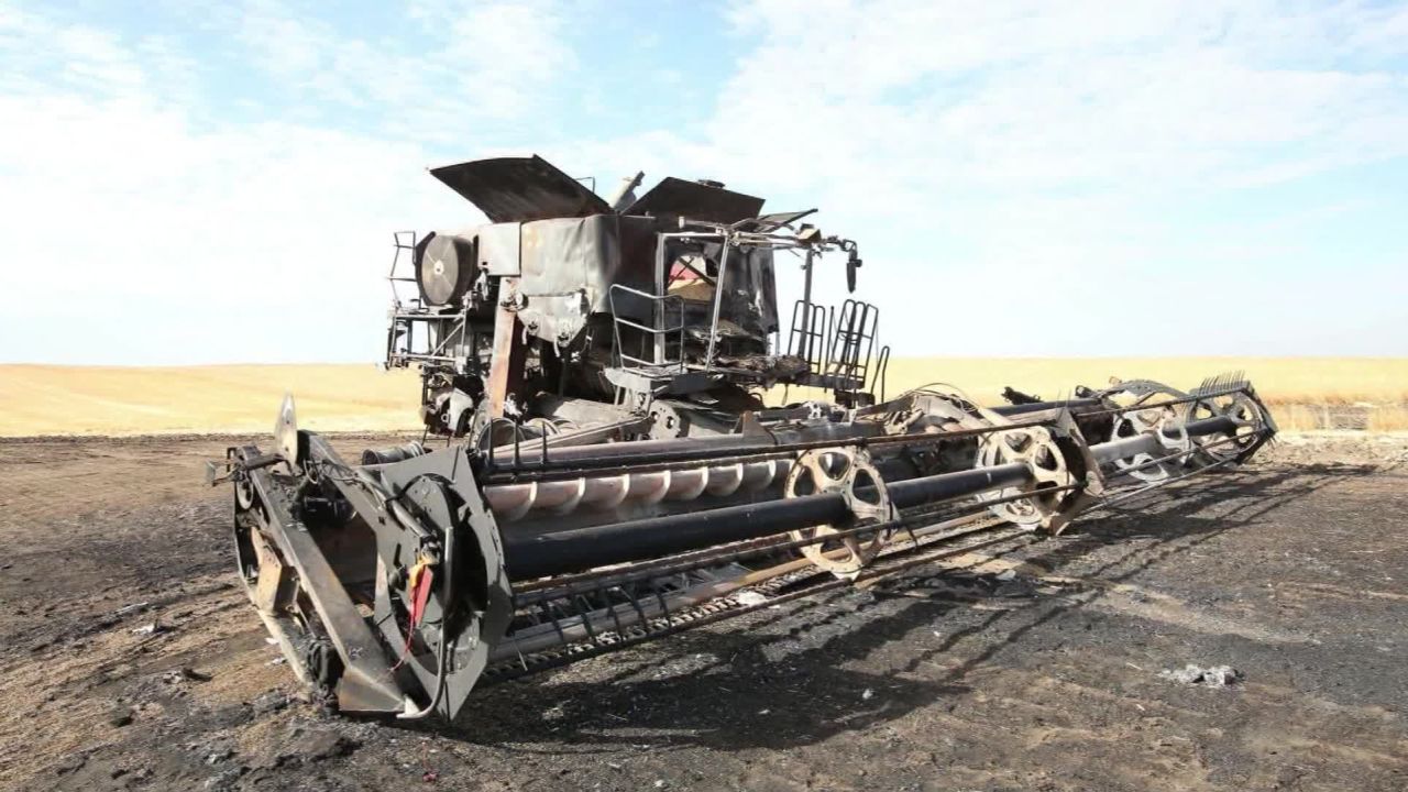 Lane Unhjem was operating his combine when it suddenly caught on fire and he suffered a subsequent heart attack.
