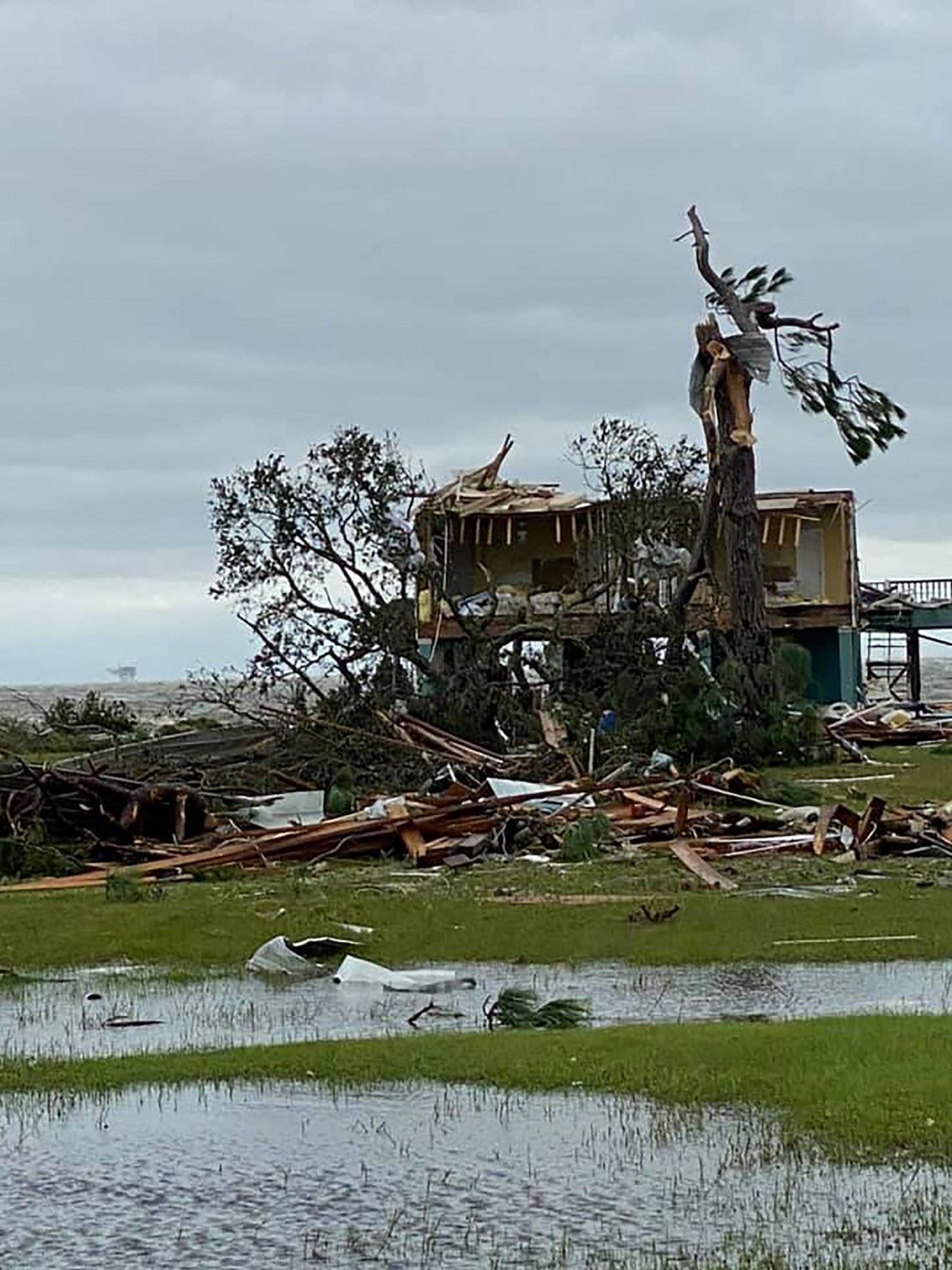Homes and other structures in Gulf Shores, Alabama, were severely damaged Wednesday.