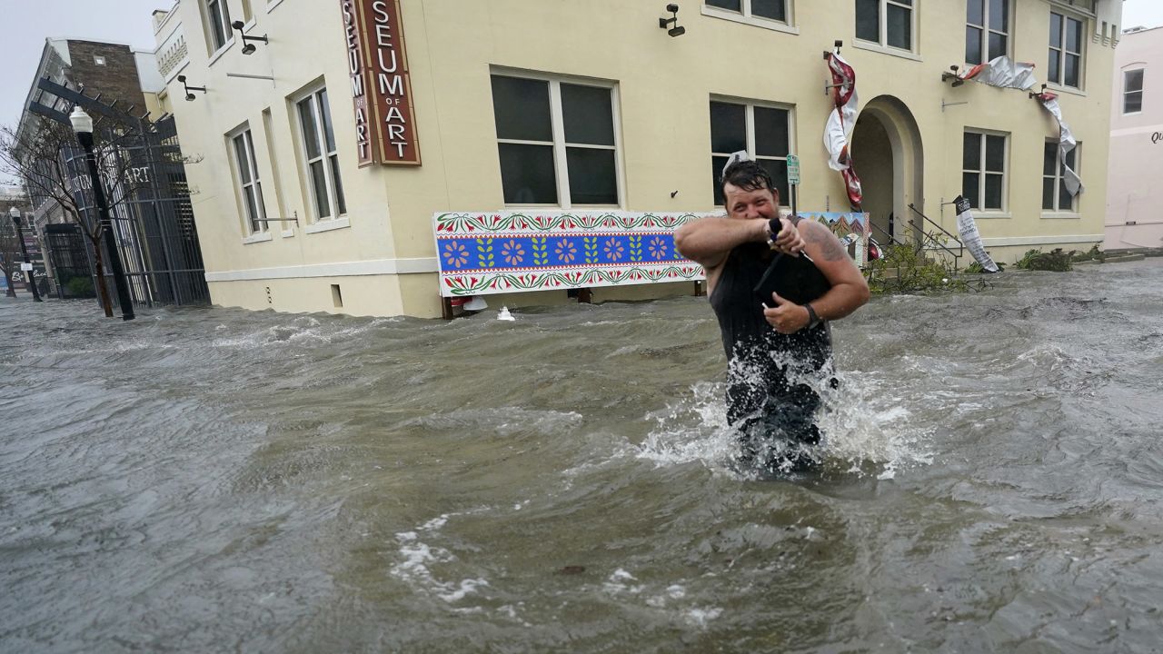 Floodwaters in downtown Pensacola, Florida on Wednesday, as Hurricane Sally hit.