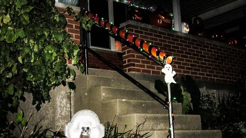 Andrew Beattie has created a "candy chute" to provide social distance for trick-or-treaters. 