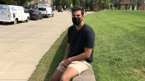 Freshman Peter Girzadas says students in his dorm were told to stay inside except for brief periods to get food or fresh air.