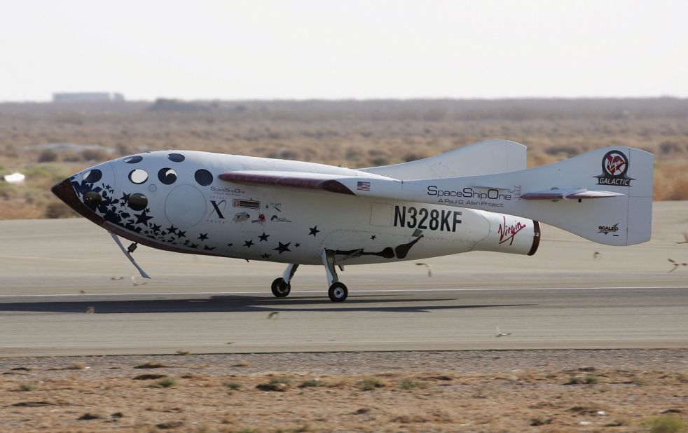 Part-plane, part-spacecraft, the privately funded <a href="https://edition.cnn.com/2004/TECH/space/09/29/spaceshipone.attempt.cnn/index.html" target="_blank">SpaceShipOne</a> used rocket fuel to send humans to space. It made history in 2004 with the first manned suborbital flight, rocketing 69.6 miles above the Earth's surface, which snagged the <a href="https://edition.cnn.com/2005/TECH/space/02/28/spaceshipone.museum/index.html" target="_blank">$10 million Ansari X Prize</a>. The aircraft was retired the following year, but <a href="https://www.virgingalactic.com/learn/" target="_blank" target="_blank">SpaceShipTwo</a> is now being developed by Virgin Galactic for space tourism. 
