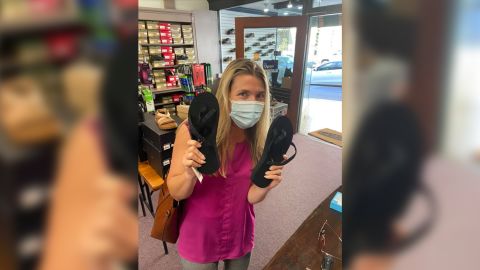 Leslie Claterbos is a repeat customer at Gimre's Shoes.