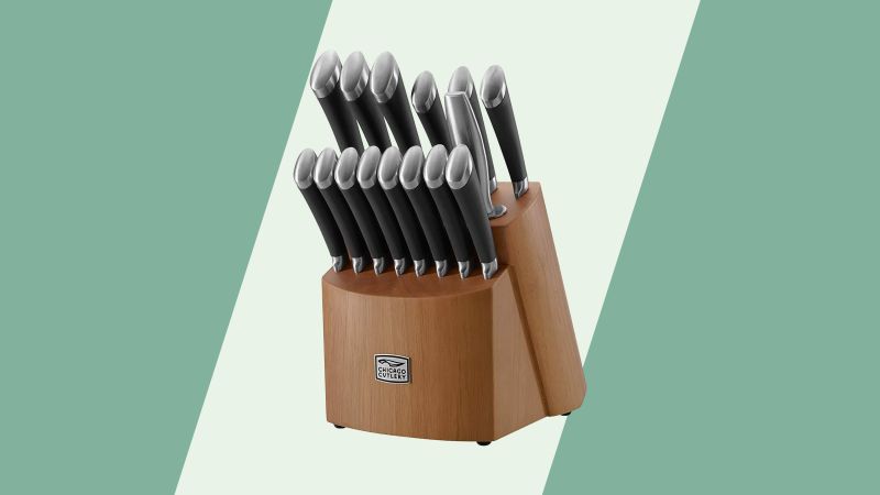 chicago cutlery stainless steel fusion 17 piece knife block set