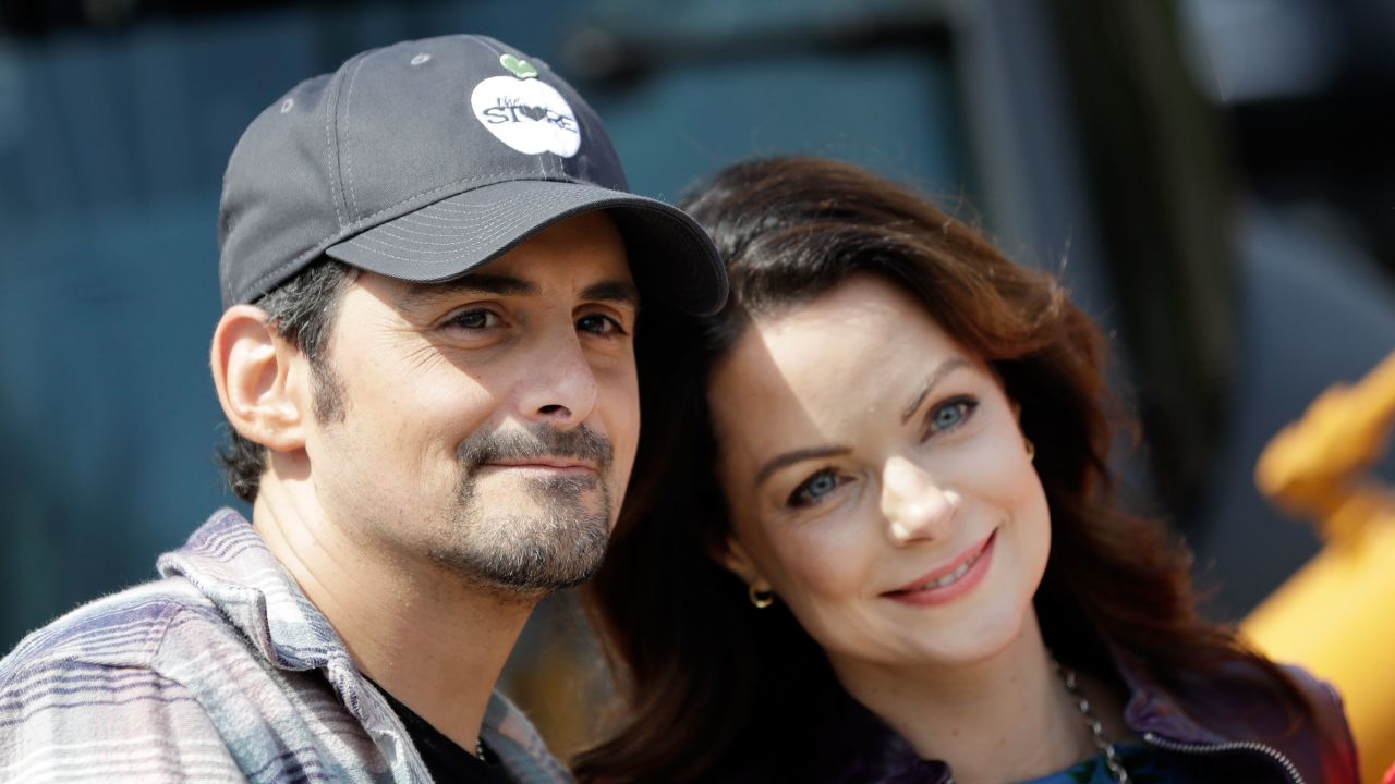 Country music star Brad Paisley and his wife, actress Kimberly Williams-Paisley, attend the groundbreaking ceremony for The Store, a free grocery store for people in need, Wednesday, April 3, 2019, in Nashville, Tennessee.