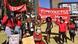 Pro-choice activists demonstrate for abortion reforms in Windhoek, Namibia, on July 18.