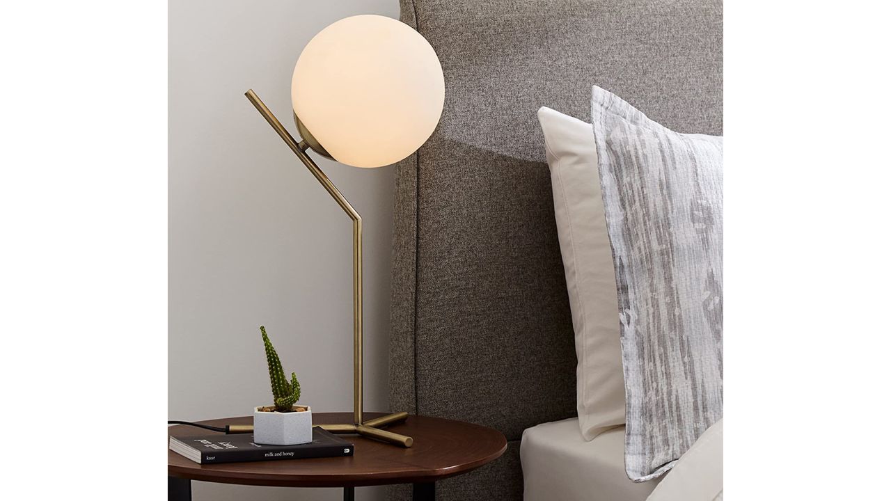 Rivet Glass Ball and Metal Table Lamp