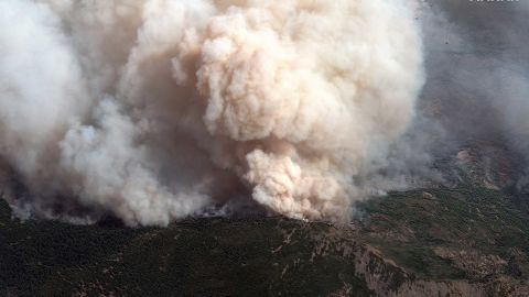 A satellite image shows a close up of an active fire line in the August Complex fire in California on September 14.