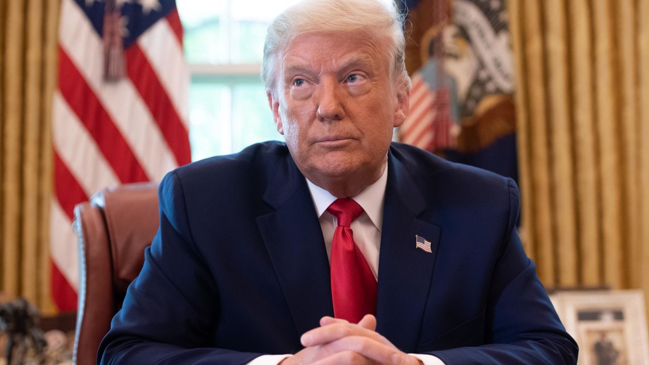 US President Donald Trump speaks during an event commemorating the repatriation of Native American remains and artifacts from Finland in the Oval Office of the White House in Washington, DC, September 17, 2020.