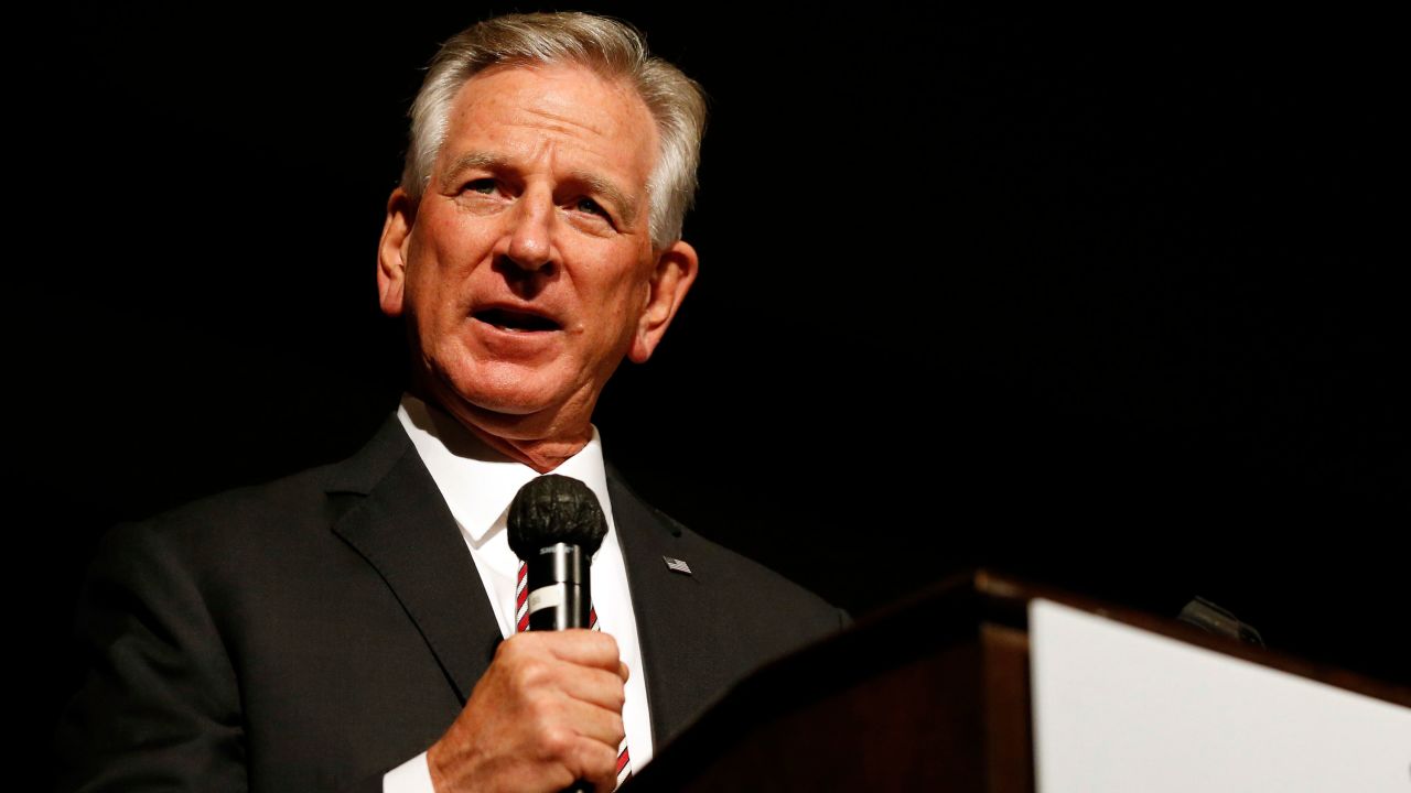 Former Auburn football coach Tommy Tuberville speaks to supporters after defeating former U.S. Attorney General Jeff Sessions in the runoff election on July 14, 2020, in Montgomery, Alabama. (AP Photo/Butch Dill)