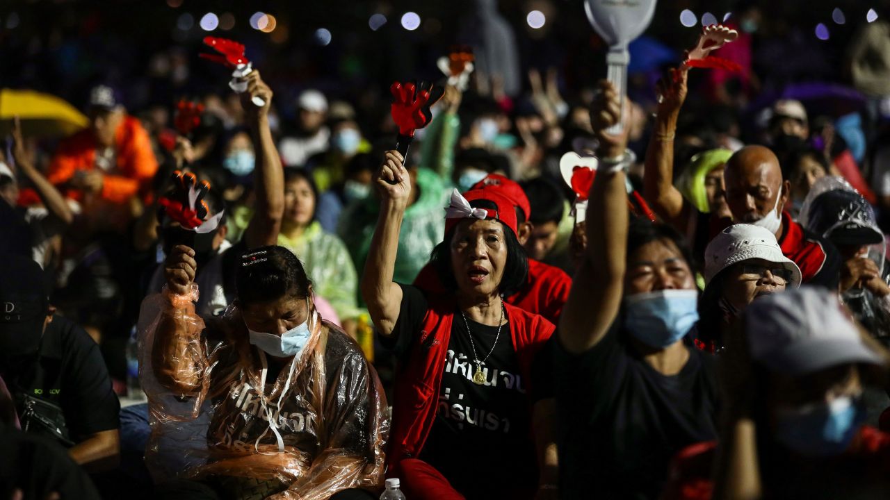 Anti-government protesters in Bangkok on September 19.