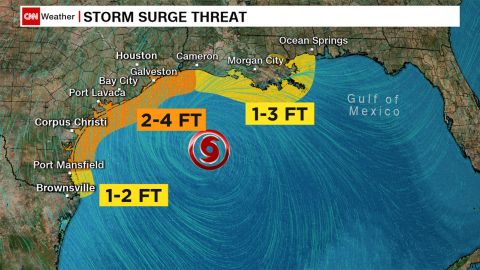 Tropical Storm Beta could bring a storm surge of up to 4 feet in some places.