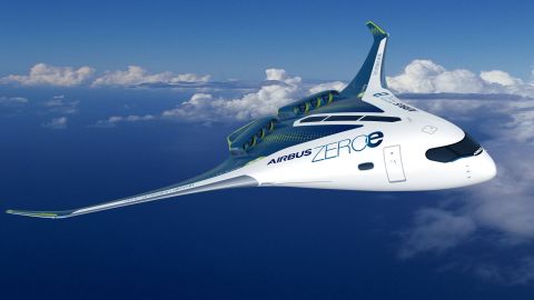 Airbus ZEROe blended-wing body design.