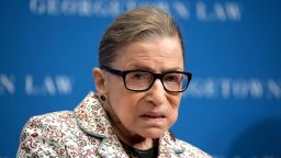 U.S. Supreme Court Justice Ruth Bader Ginsburg participates in a lecture September 26, 2018 at Georgetown University Law Center in Washington, DC. Justice Ginsburg discussed Supreme Court cases from the 2017-2018 term at the lecture.