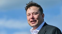 03 September 2020, Brandenburg, Grünheide: Elon Musk, head of Tesla, stands on the construction site of the Tesla Gigafactory. 