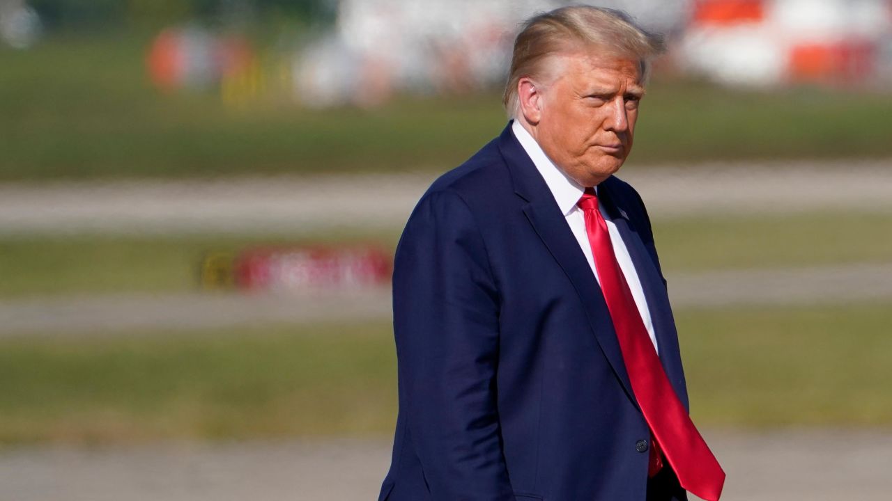 President Donald Trump walks from Marine One towards Air Force One at Andrews Air Force Base, Md., Monday, Sept. 21, 2020. Trump is heading to Ohio for stops near Dayton and Toledo.