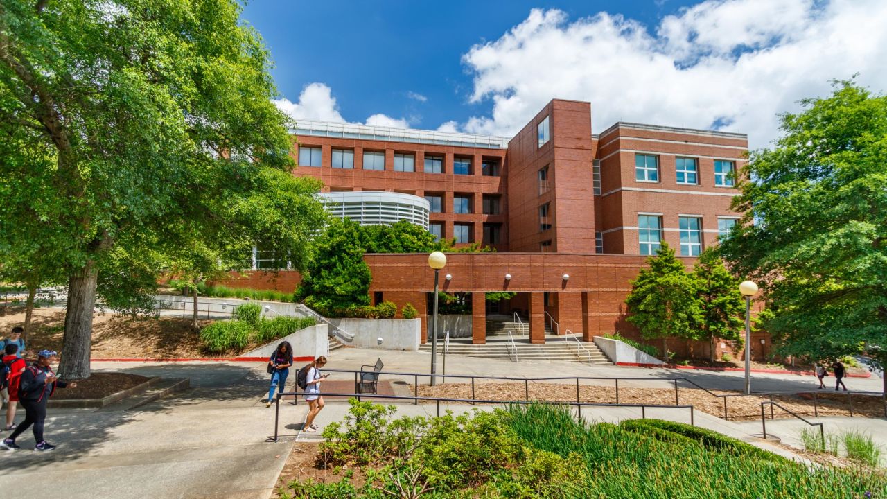 ATHENS, GA, USA - May 3: Dean Rusk Hall on May 3, 2019 at the University of Georgia School of Law in Athens, Georgia.