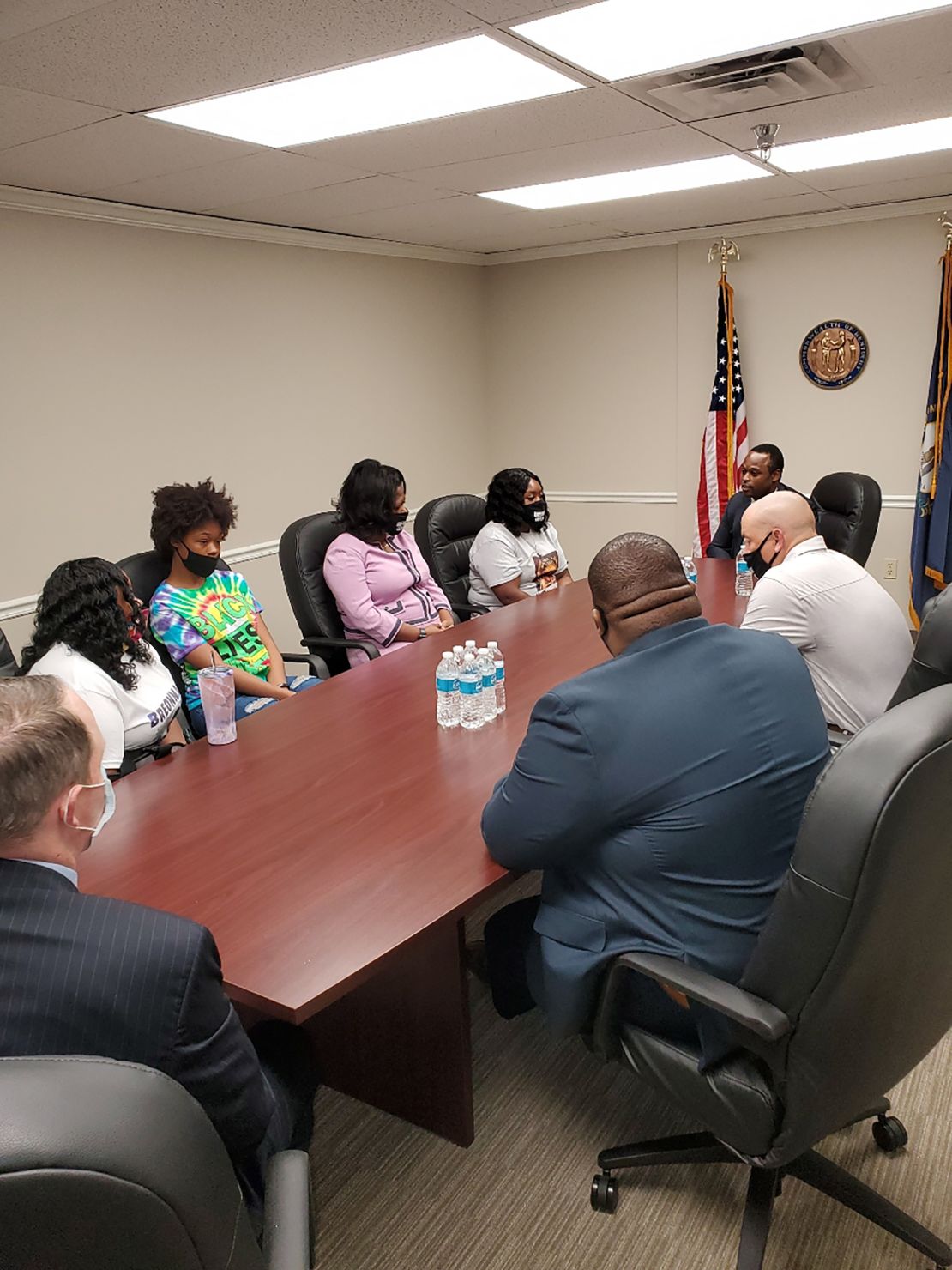 Kentucky Attorney General Daniel Cameron meets with Breonna Taylor's family in August.