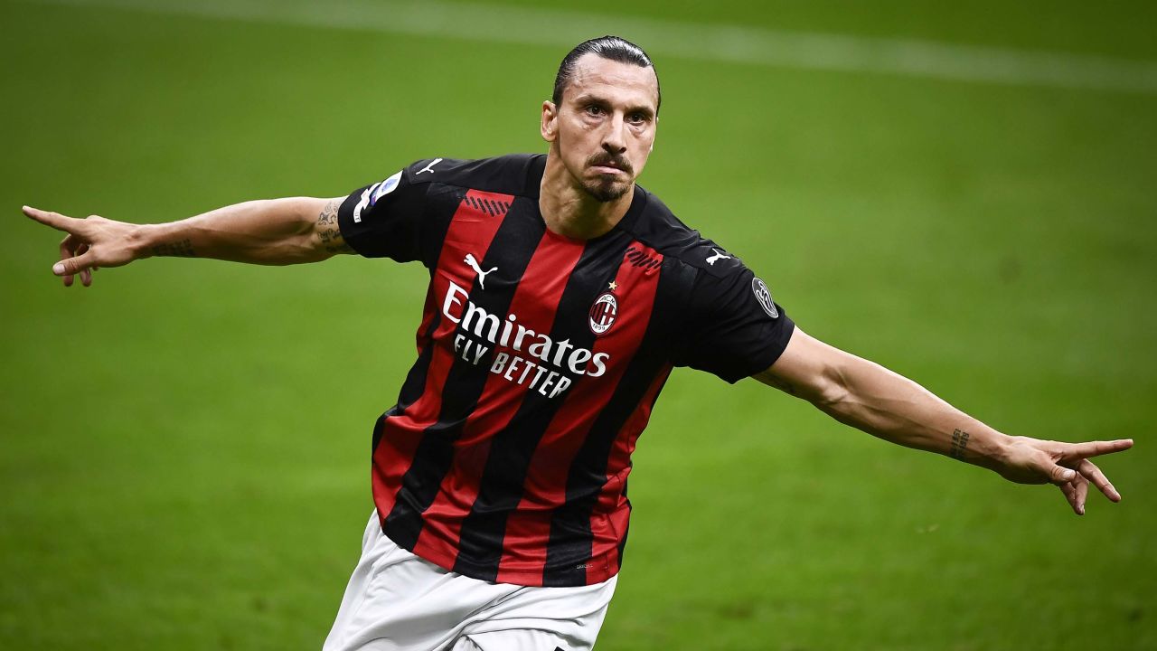 STADIO GIUSEPPE MEAZZA, MILAN, ITALY - 2020/09/21: Zlatan Ibrahimovic of AC Milan celebrates after scoring a goal during the Serie A football match between AC Milan and Bologna FC. AC Milan won 2-0 over Bologna FC. (Photo by Nicolò Campo/LightRocket via Getty Images)