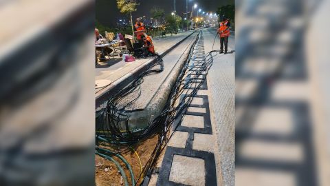 The electric road being built in Tel Aviv
