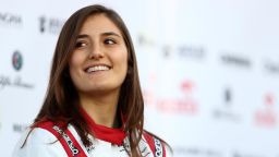 BARCELONA, SPAIN - FEBRUARY 19: Tatiana Calderon of Colombia and Alfa Romeo Racing looks on at the roll out of the Alfa Romeo Racing C39 Ferrari during day one of Formula 1 Winter Testing at Circuit de Barcelona-Catalunya on February 19, 2020 in Barcelona, Spain. (Photo by Mark Thompson/Getty Images)