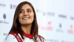 BARCELONA, SPAIN - FEBRUARY 19: Tatiana Calderon of Colombia and Alfa Romeo Racing looks on at the roll out of the Alfa Romeo Racing C39 Ferrari during day one of Formula 1 Winter Testing at Circuit de Barcelona-Catalunya on February 19, 2020 in Barcelona, Spain. (Photo by Mark Thompson/Getty Images)