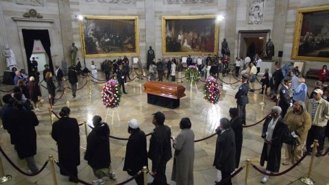 Rosa Parks lies in honor in the Capitol Rotunda in 2005