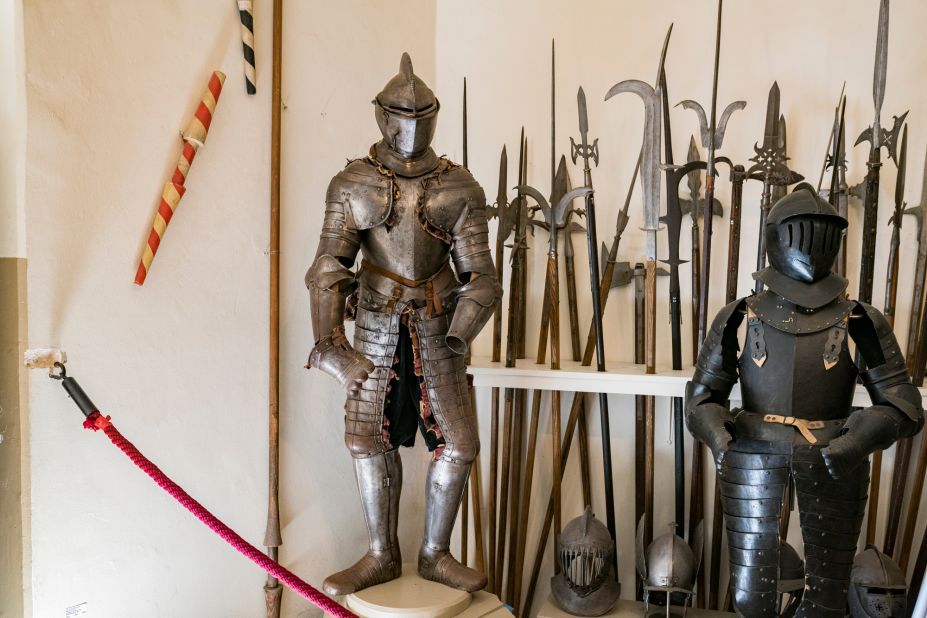 Knights' armor in the castle's treasure chamber.