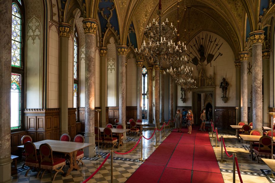 The Count's Hall with visitors. The castle is the ancestral seat of the imperial House of Hohenzollern.