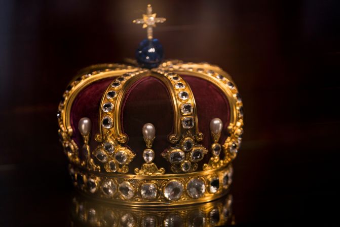 The diamond-encrusted crown of Wilhelm II on display at Hohenzollern Castle.