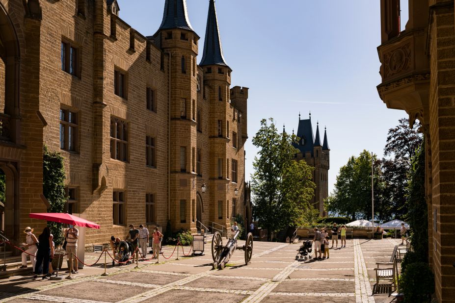 Visitors wait to enter Hohenzollern Castle.