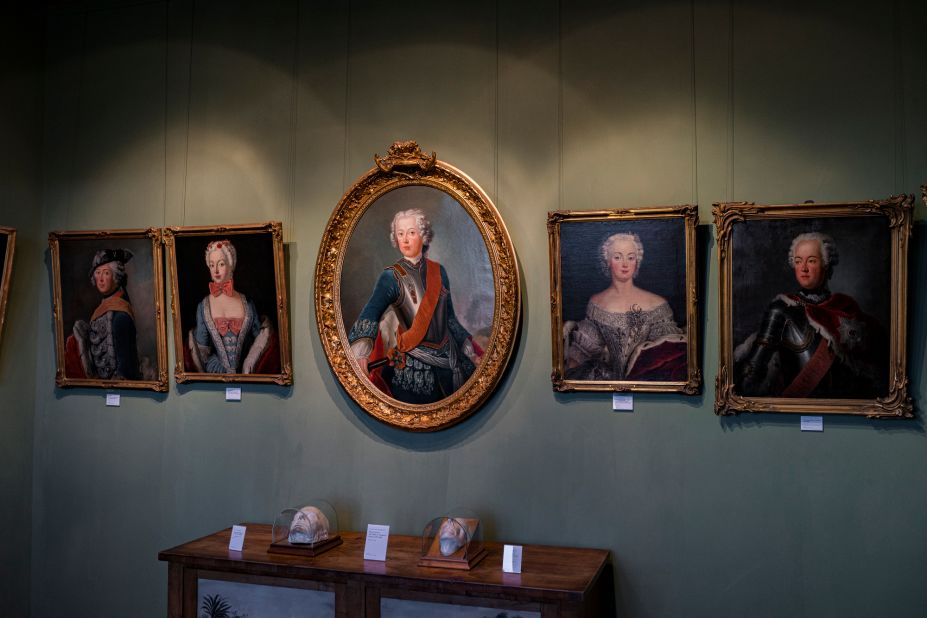 A painting of Frederick II (center), who ruled Prussia from 1740 until 1786, on display at Hohenzollern Castle.