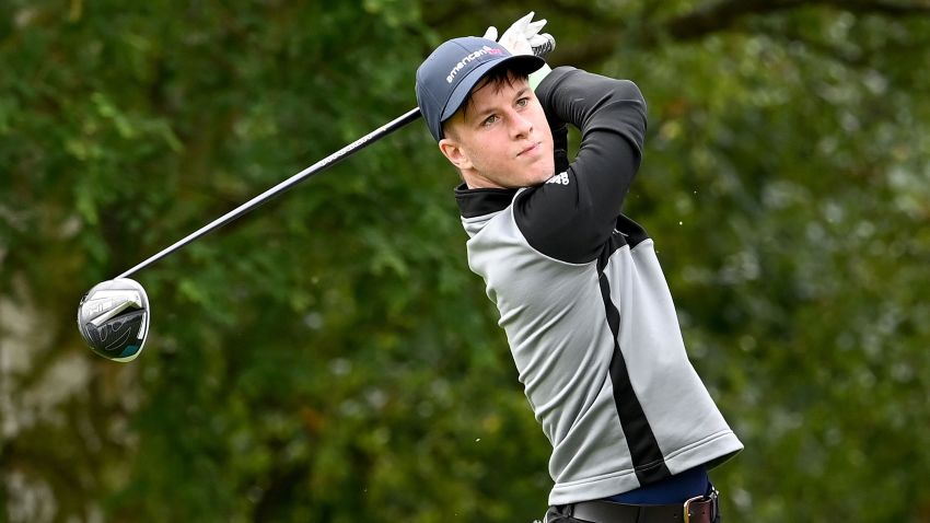 SUTTON COLDFIELD, ENGLAND - AUGUST 26:  Brendan Lawlor of Ireland in action during a practice round prior to the ISPS HANDA UK Championship at The Belfry on August 26, 2020 in Sutton Coldfield, England. (Photo by Ross Kinnaird/Getty Images)